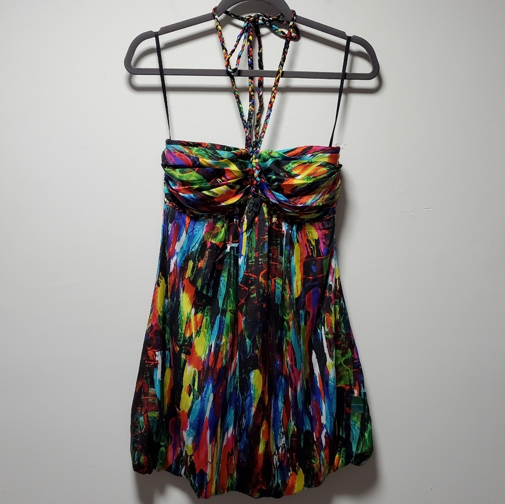 B. Darlin Strapless Halter Bubble Dress Rainbow